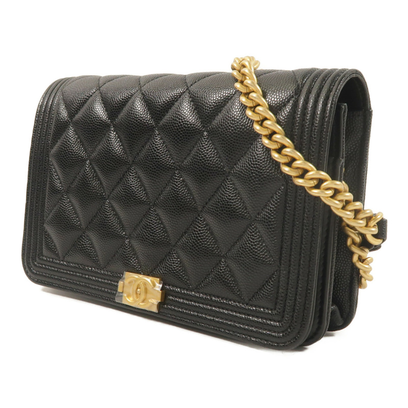 CHANEL 牛皮皮革Boy Wallet On Chain鏈帶肩背袋-2