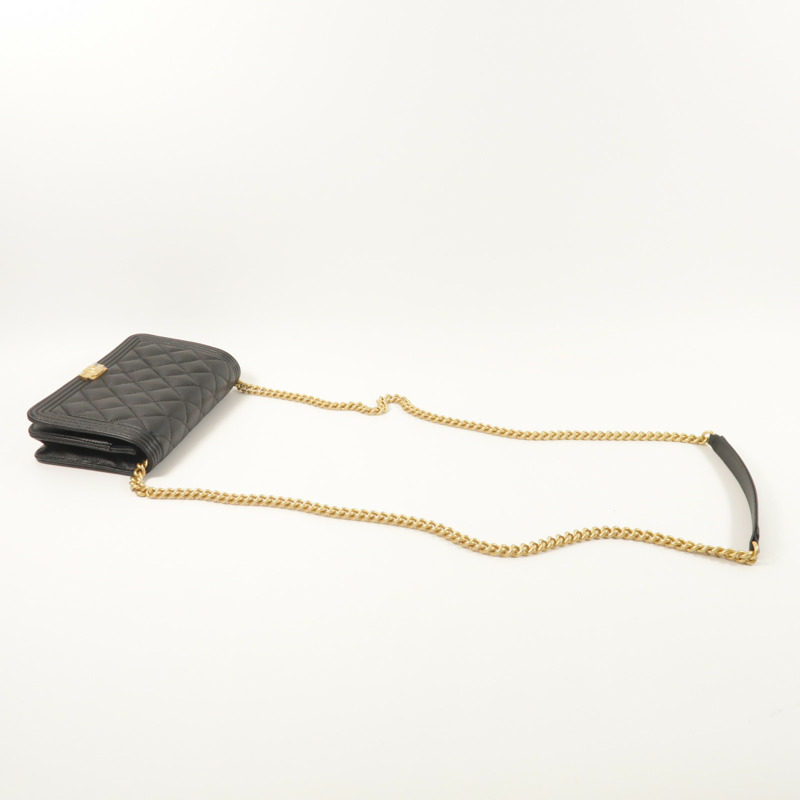 CHANEL 牛皮皮革Boy Wallet On Chain鏈帶肩背袋-7