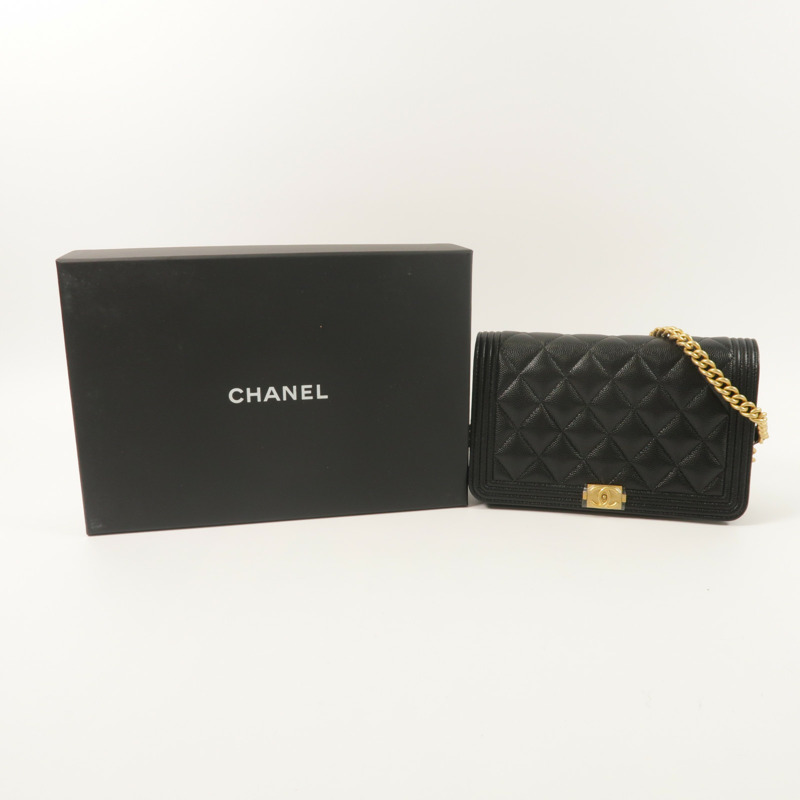 CHANEL 牛皮皮革Boy Wallet On Chain鏈帶肩背袋-8