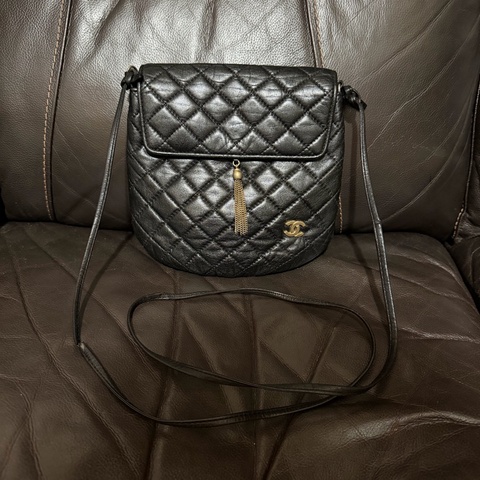 Chanel中古罕有羊皮流蘇斜孭袋