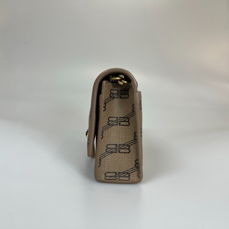 BALENCIAGA 656050 咖色Hourglass B 沙漏WOC肩背包-3