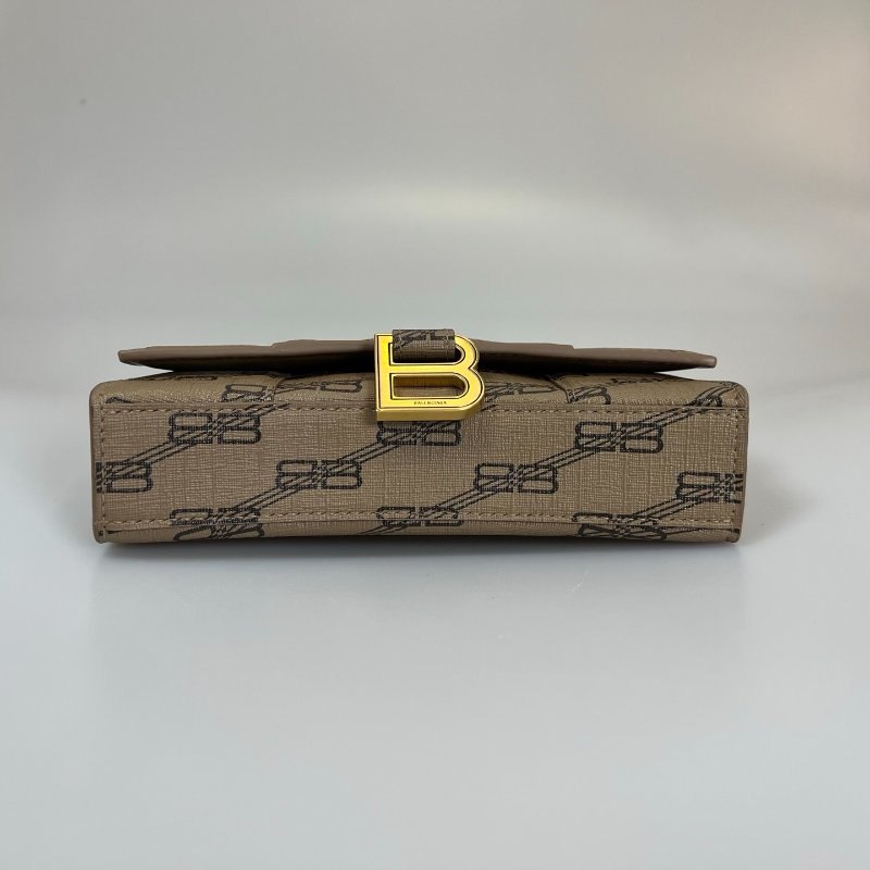 BALENCIAGA 656050 咖色Hourglass B 沙漏WOC肩背包-4