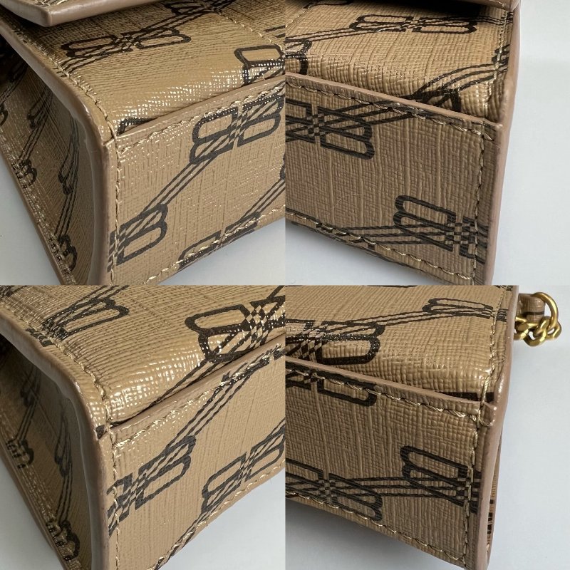 BALENCIAGA 656050 咖色Hourglass B 沙漏WOC肩背包-9