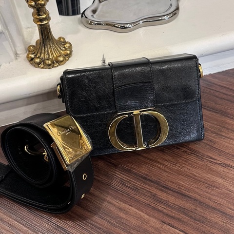 DIOR 黑皮革 BOX側肩包 MINI