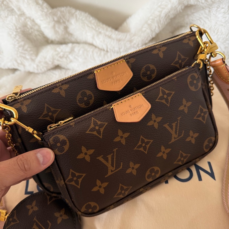 Lv 五合一麻將包(M44840)粉色肩帶-1