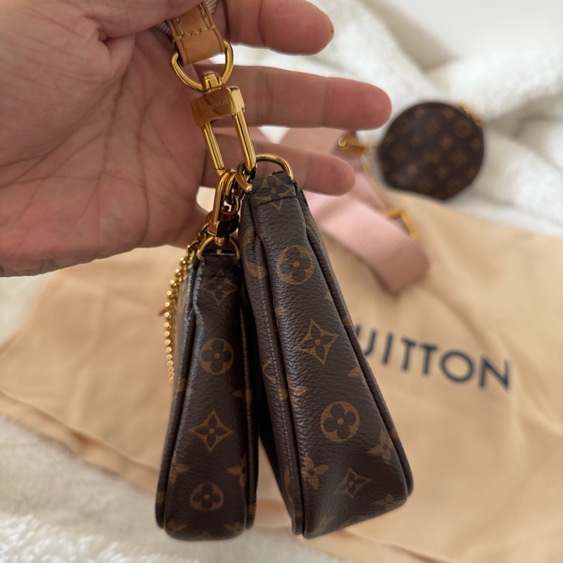 Lv 五合一麻將包(M44840)粉色肩帶-3