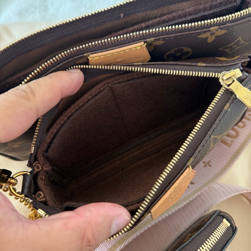 Lv 五合一麻將包(M44840)粉色肩帶-8