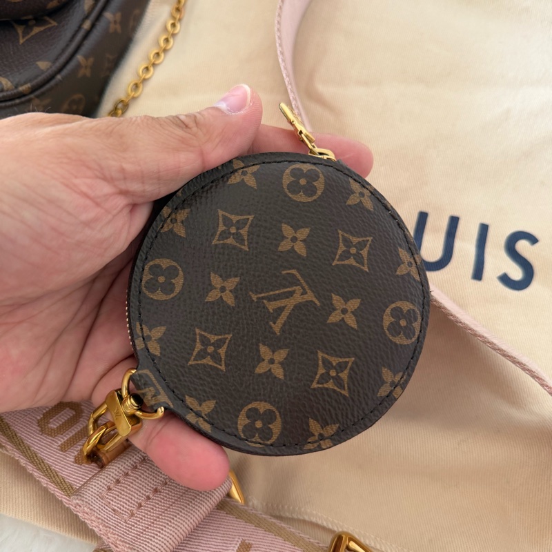 Lv 五合一麻將包(M44840)粉色肩帶-13