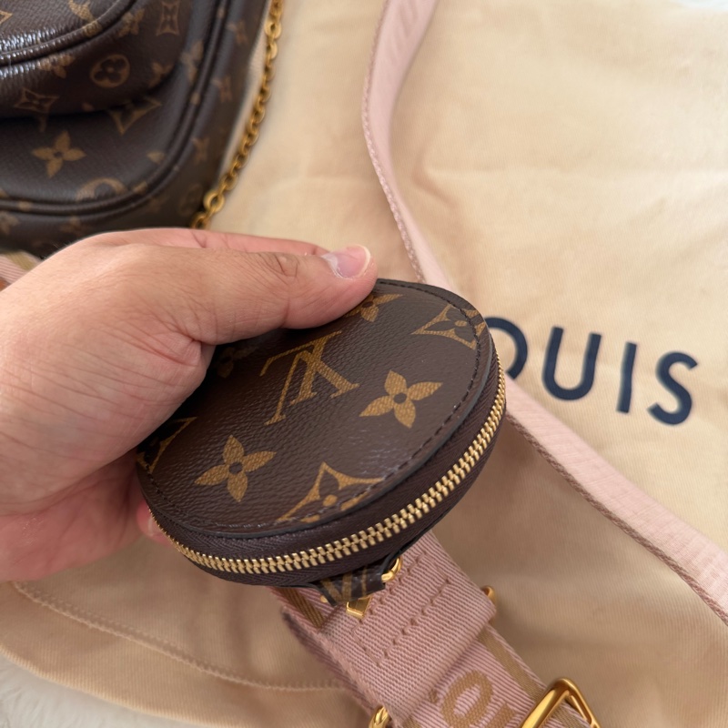 Lv 五合一麻將包(M44840)粉色肩帶-15