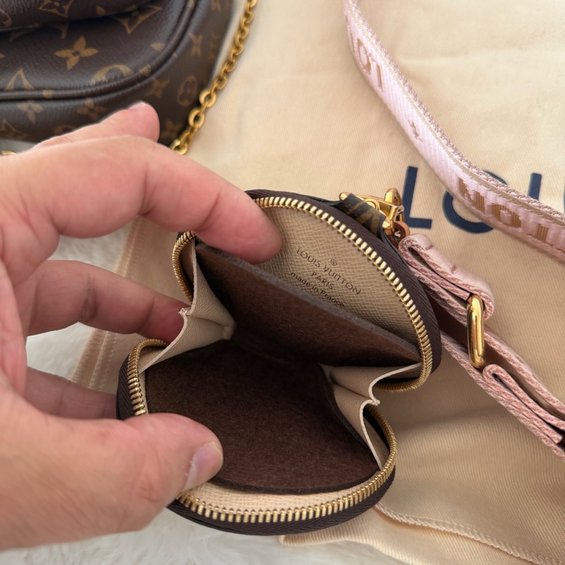 Lv 五合一麻將包(M44840)粉色肩帶-16