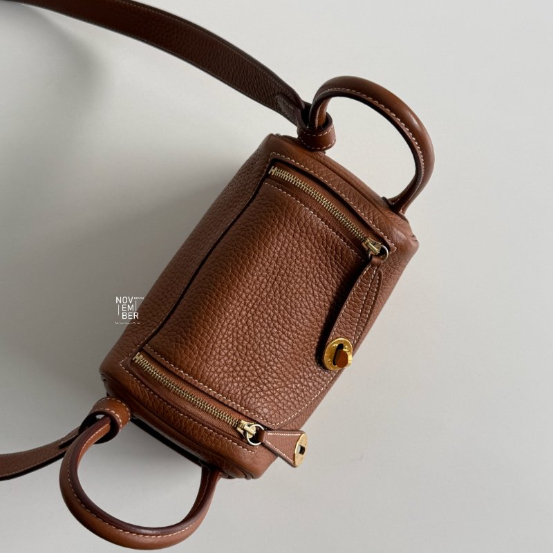 95新🤎 Hermès 愛馬仕 Mini Lindy 金棕金釦一代-2