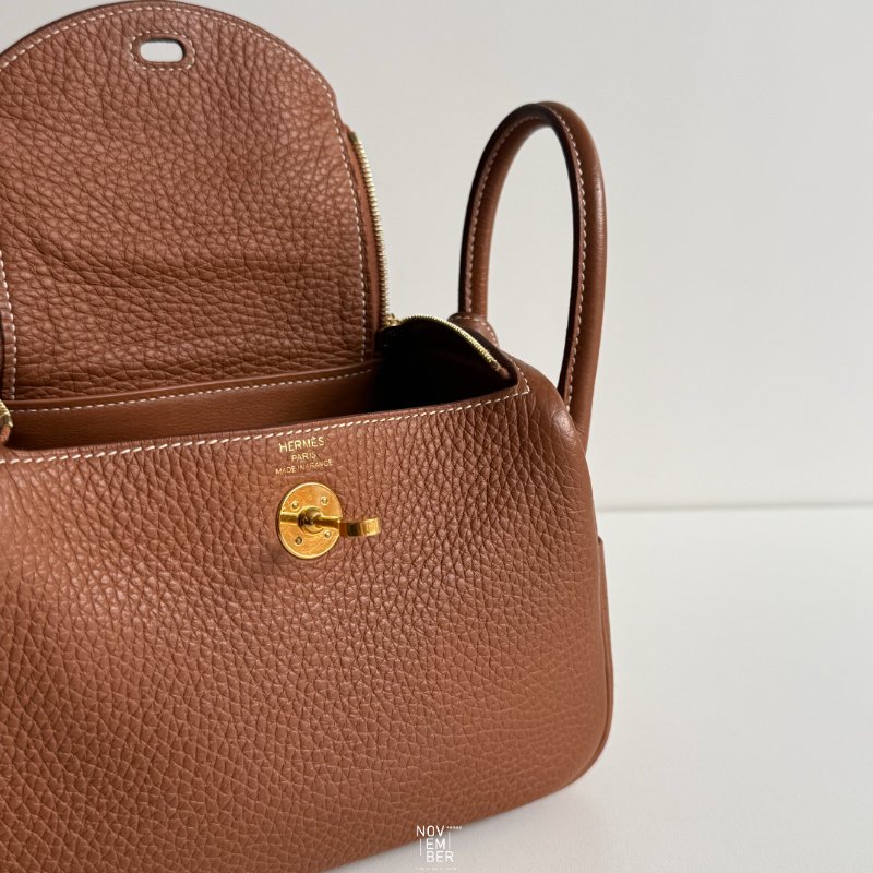 95新🤎 Hermès 愛馬仕 Mini Lindy 金棕金釦一代-4
