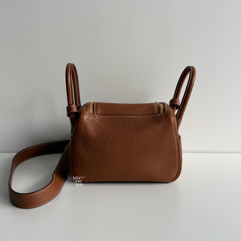 95新🤎 Hermès 愛馬仕 Mini Lindy 金棕金釦一代-5