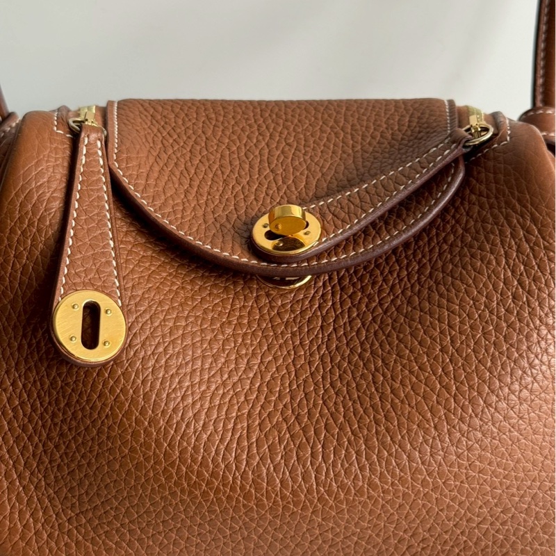 95新🤎 Hermès 愛馬仕 Mini Lindy 金棕金釦一代-6