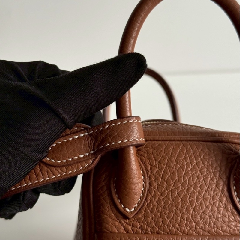 95新🤎 Hermès 愛馬仕 Mini Lindy 金棕金釦一代-7