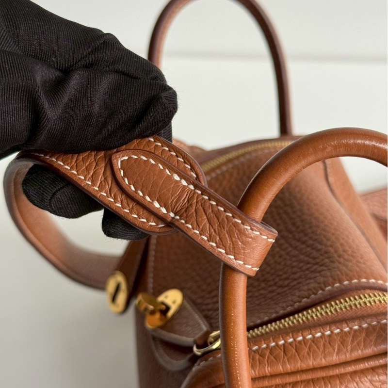 95新🤎 Hermès 愛馬仕 Mini Lindy 金棕金釦一代-12