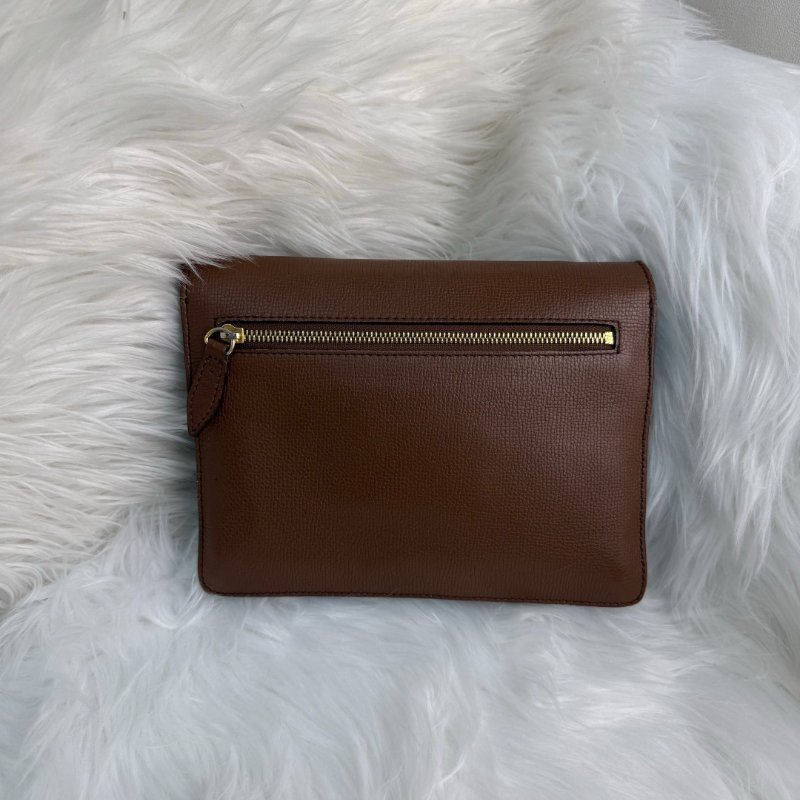 BURBERRY Macken 棕色拼多色 格紋 塗層帆布拼牛皮 郵差包-1