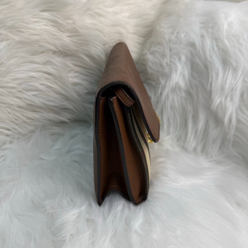 BURBERRY Macken 棕色拼多色 格紋 塗層帆布拼牛皮 郵差包-2