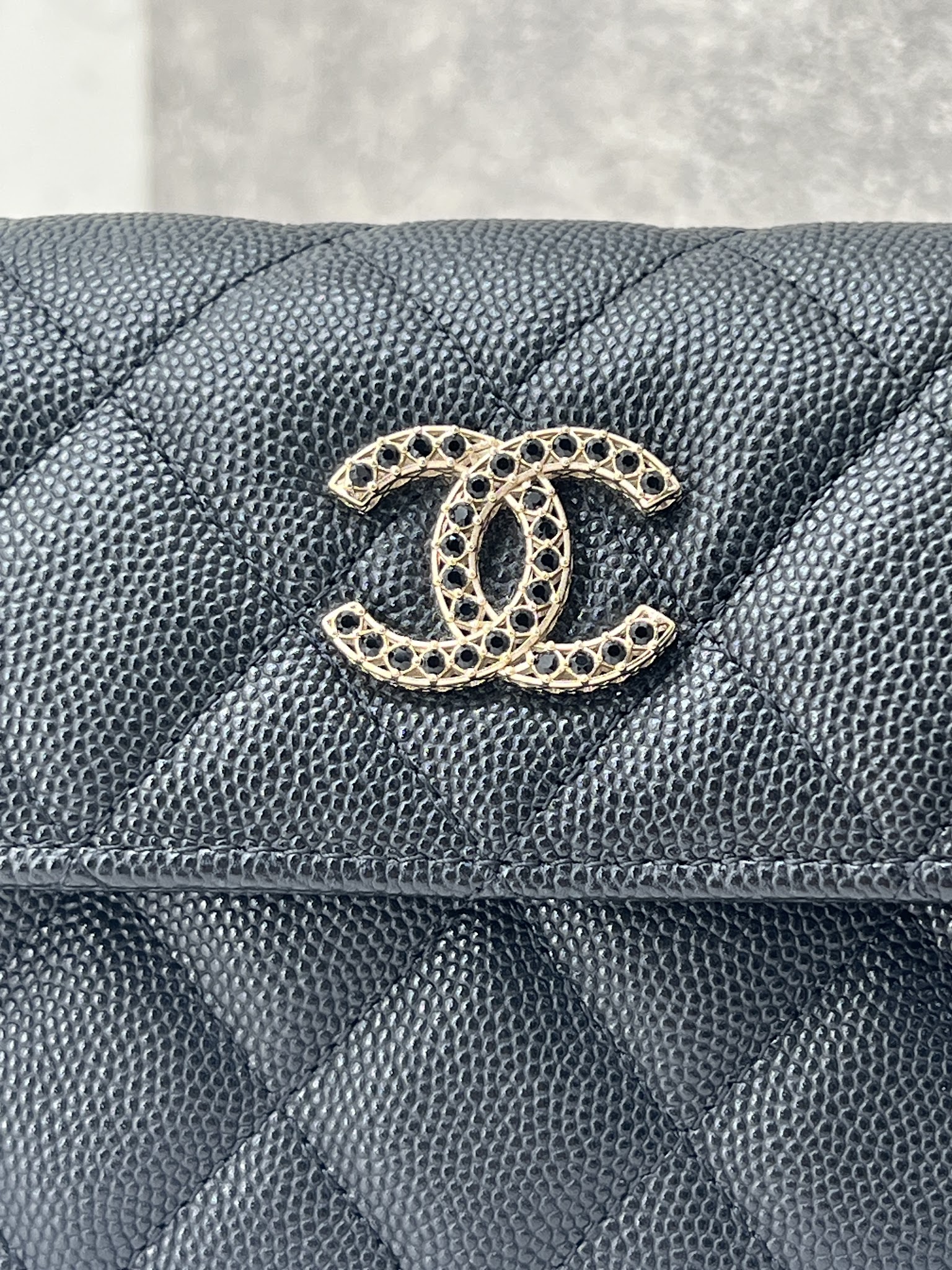 香緹國際精品 黑鑽簍空雙C長夾 968-1