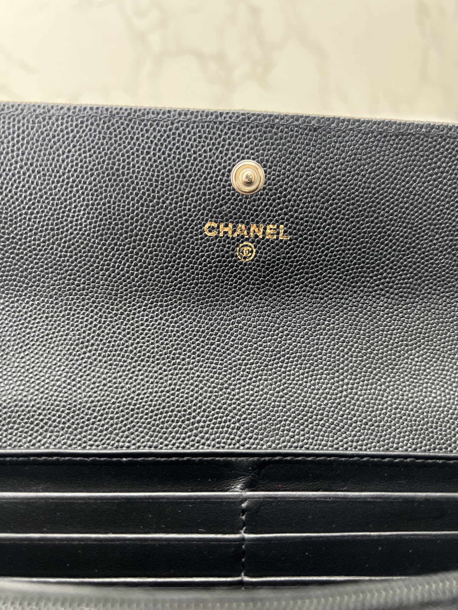 香緹國際精品 黑鑽簍空雙C長夾 968-8