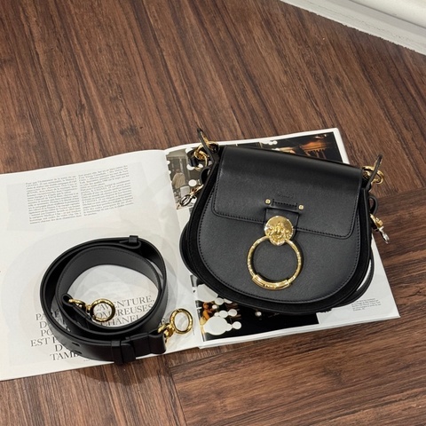 CHLOE 黑金Tess圓環手提斜挎包 小號