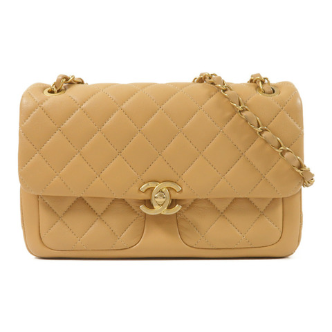 CHANEL 牛皮皮革Flap Bag鏈帶肩背袋