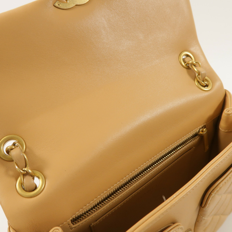 CHANEL 牛皮皮革Flap Bag鏈帶肩背袋-14