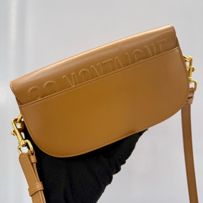 DIOR BOBBY EAST WEST GHW 棕色金扣肩背包 09-MA-0291-1