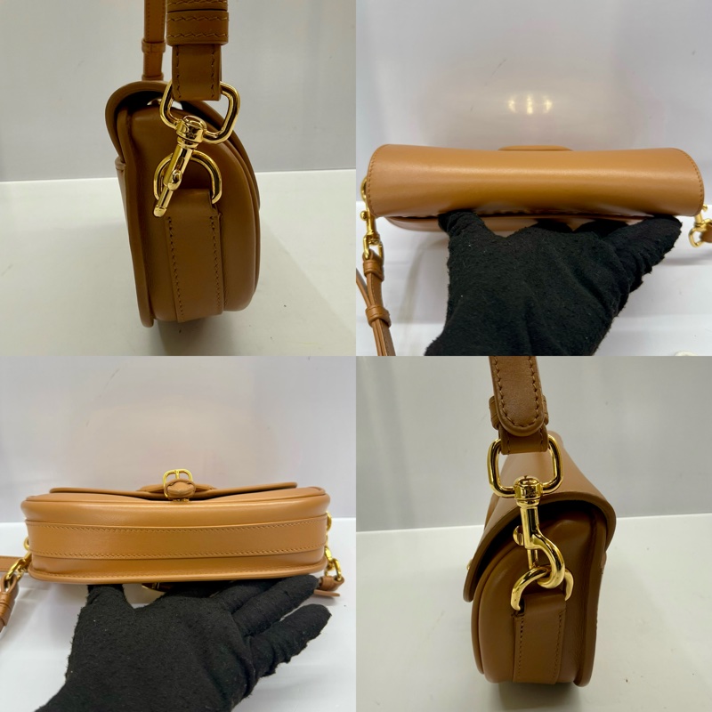 DIOR BOBBY EAST WEST GHW 棕色金扣肩背包 09-MA-0291-3