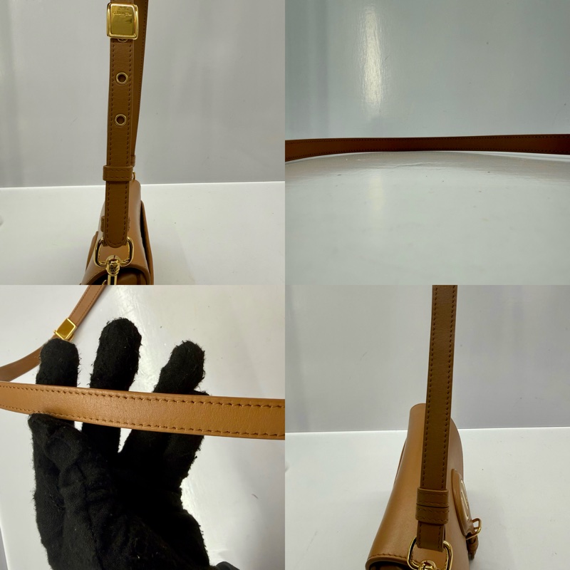 DIOR BOBBY EAST WEST GHW 棕色金扣肩背包 09-MA-0291-5