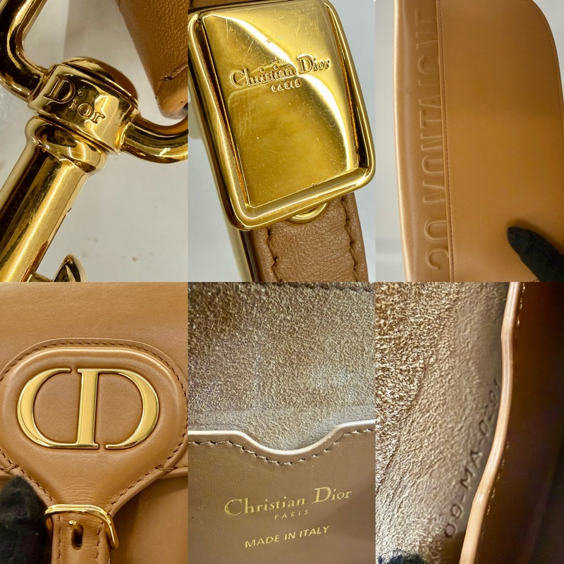 DIOR BOBBY EAST WEST GHW 棕色金扣肩背包 09-MA-0291-7