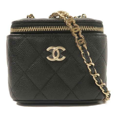 CHANEL 牛皮皮革Vanity Case鏈帶肩背袋