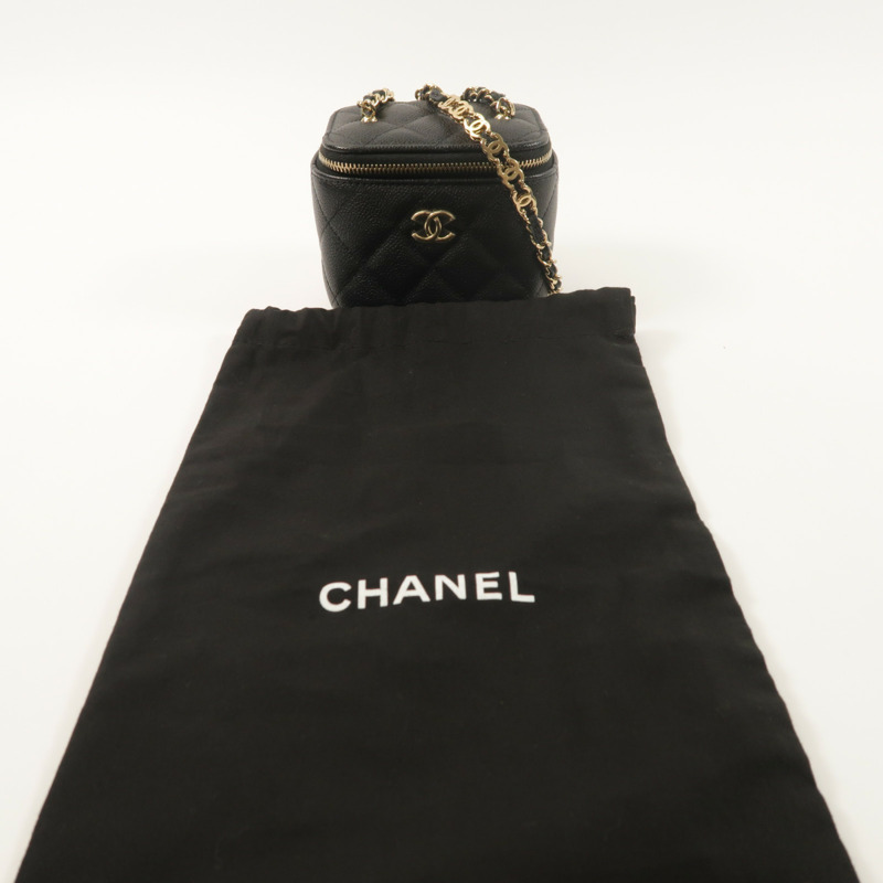 CHANEL 牛皮皮革Vanity Case鏈帶肩背袋-8
