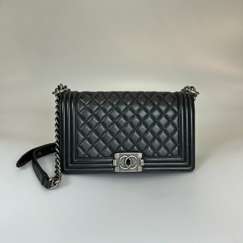 CHANEL BOY25 羊皮黑銀 保卡款/26開