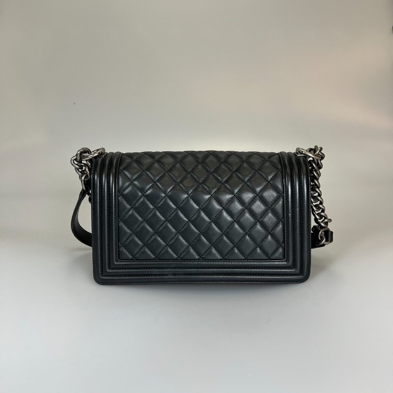 CHANEL BOY25 羊皮黑銀 保卡款/26開-1