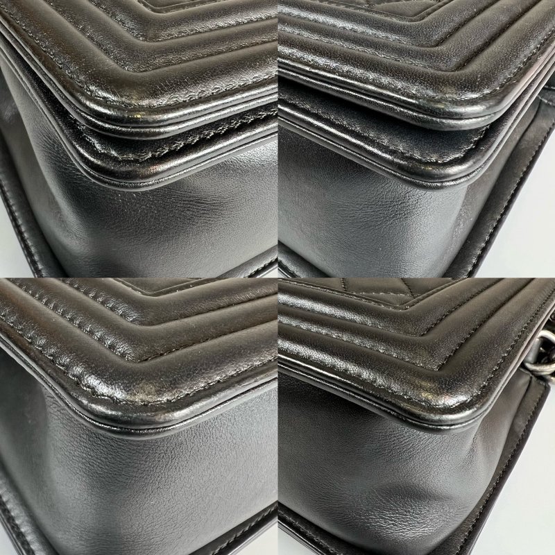 CHANEL BOY25 羊皮黑銀 保卡款/26開-10