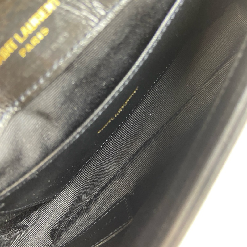 YSL College mini黑金油蠟皮手提斜挎包  24年編碼 搭配可拆卸的金屬鏈條 尺寸約20×13×3-7
