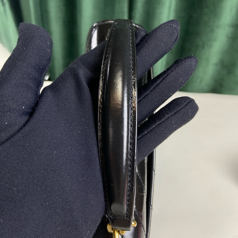 YSL College mini黑金油蠟皮手提斜挎包  24年編碼 搭配可拆卸的金屬鏈條 尺寸約20×13×3-8