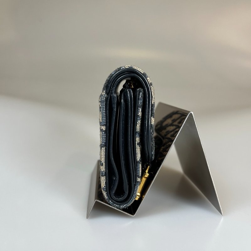 DIOR  刺繡三折短夾-3