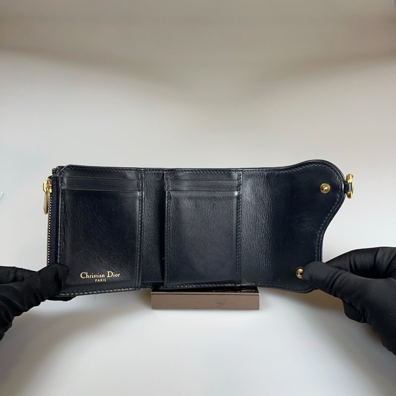 DIOR  刺繡三折短夾-4