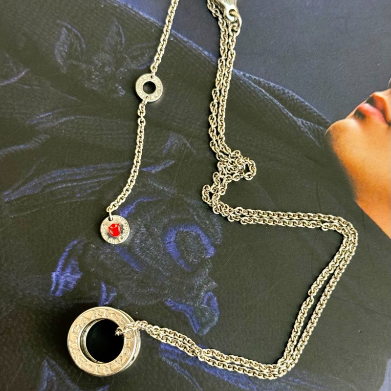 Bvlgari寶格麗925銀 黑陶瓷彈簧 慈善款項鏈-4