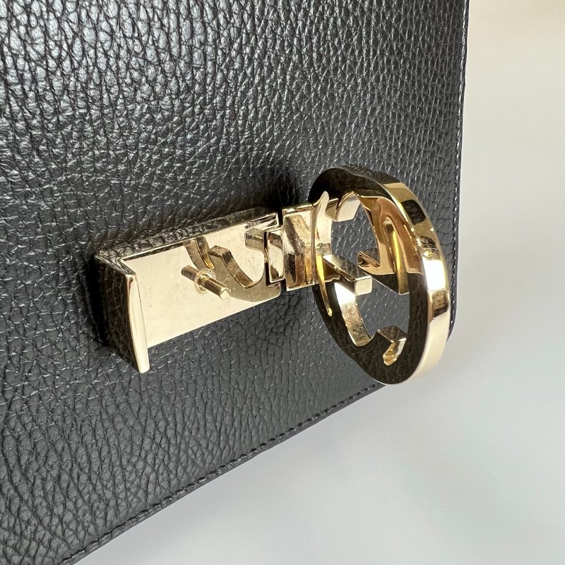 GUCCI 510304 黑色銀扣風琴包-10