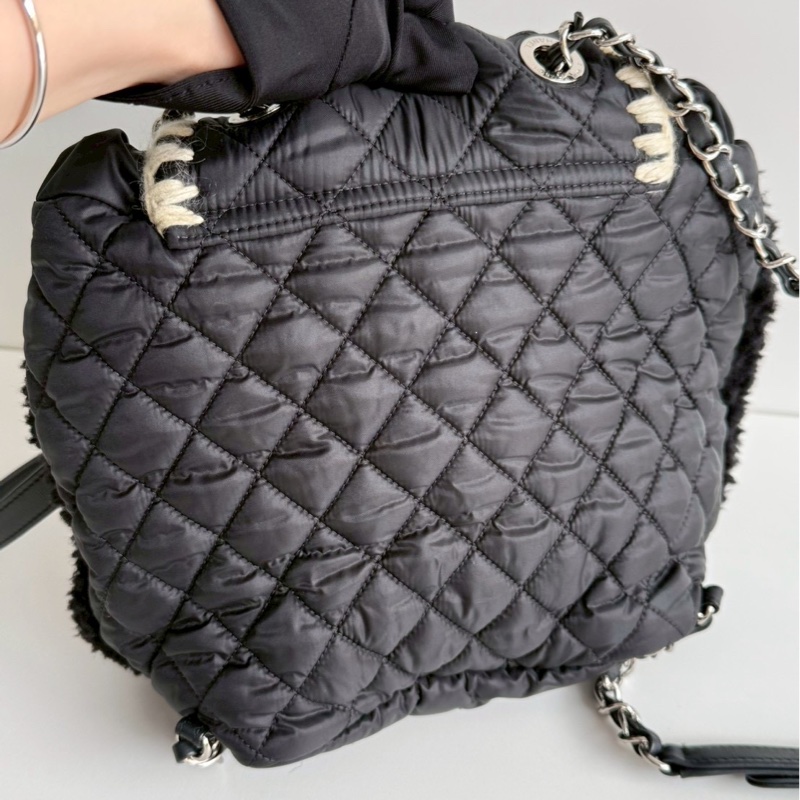 99新🆕 保卡款 Chanel 香奈兒 羊羔毛拼尼龍後背包-10