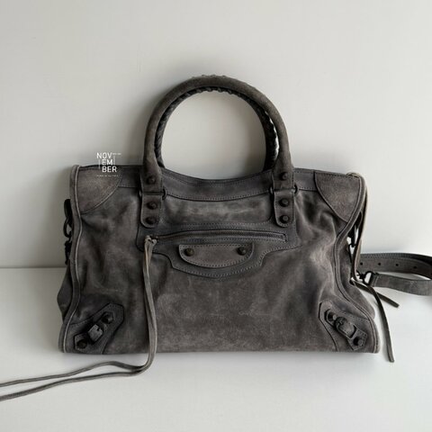 98新🩶 有購證🙌🏻 Balenciaga 巴黎世家 Le City 灰色麂皮 中號