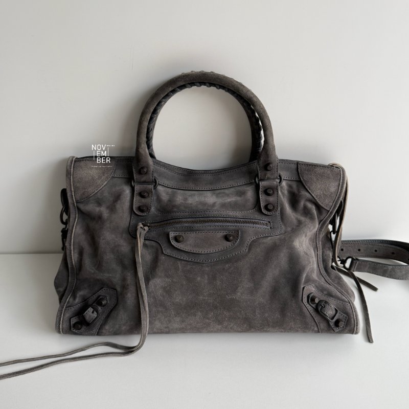 98新🩶 有購證🙌🏻 Balenciaga 巴黎世家 Le City 灰色麂皮 中號-0