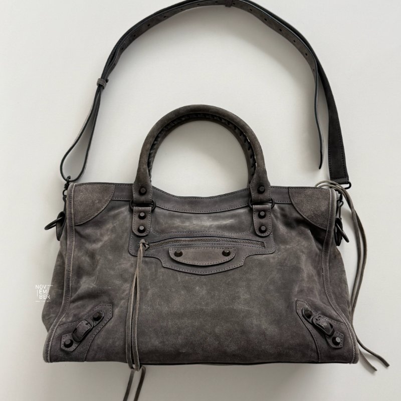 98新🩶 有購證🙌🏻 Balenciaga 巴黎世家 Le City 灰色麂皮 中號-1