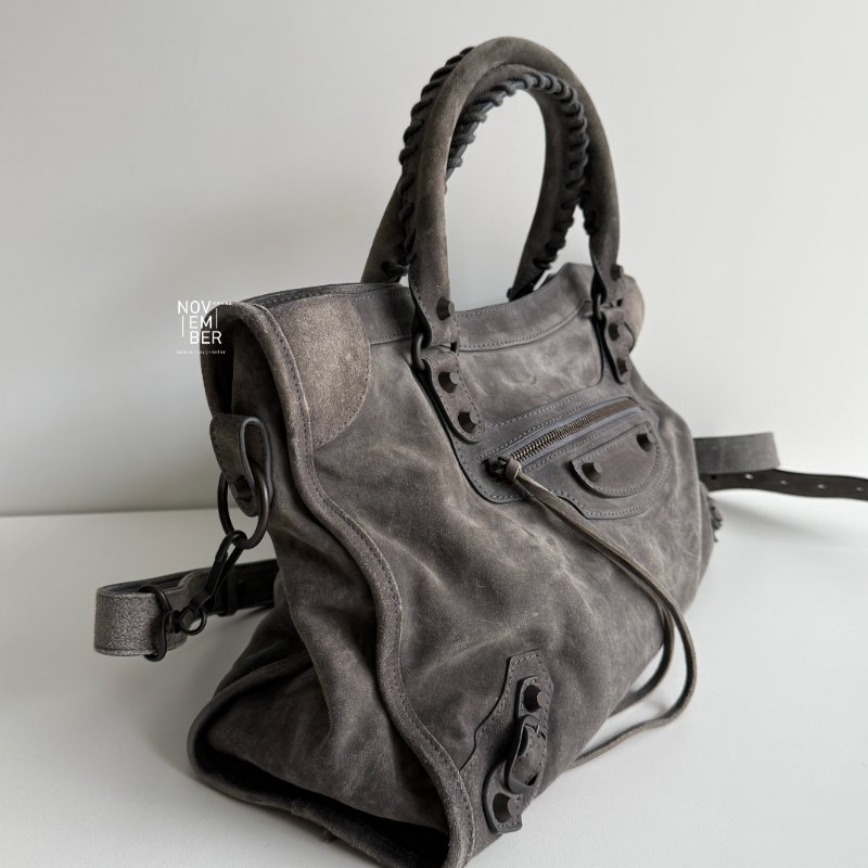 98新🩶 有購證🙌🏻 Balenciaga 巴黎世家 Le City 灰色麂皮 中號-2