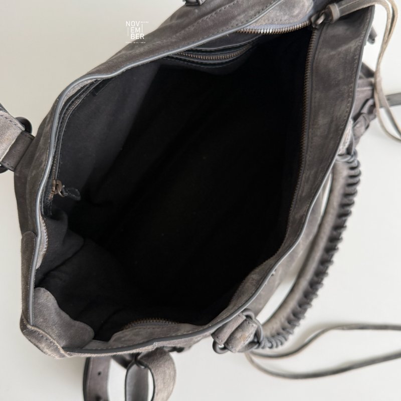 98新🩶 有購證🙌🏻 Balenciaga 巴黎世家 Le City 灰色麂皮 中號-3