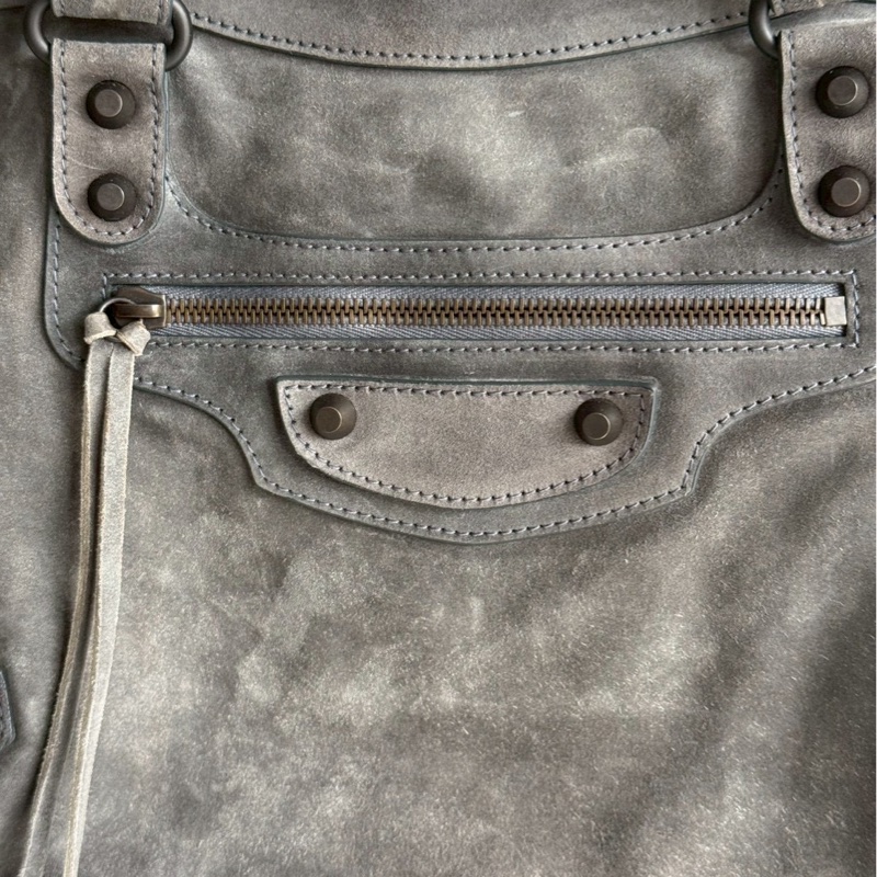 98新🩶 有購證🙌🏻 Balenciaga 巴黎世家 Le City 灰色麂皮 中號-6
