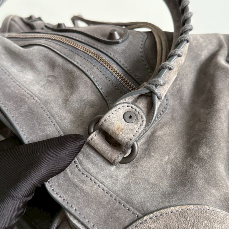 98新🩶 有購證🙌🏻 Balenciaga 巴黎世家 Le City 灰色麂皮 中號-8